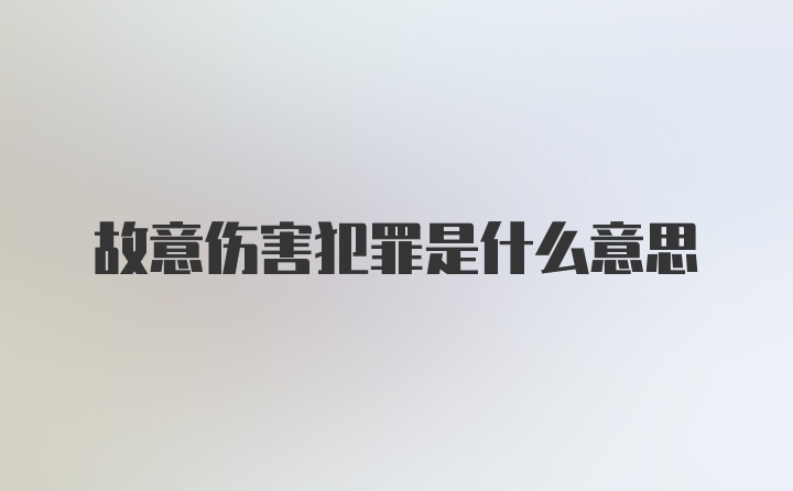 故意伤害犯罪是什么意思