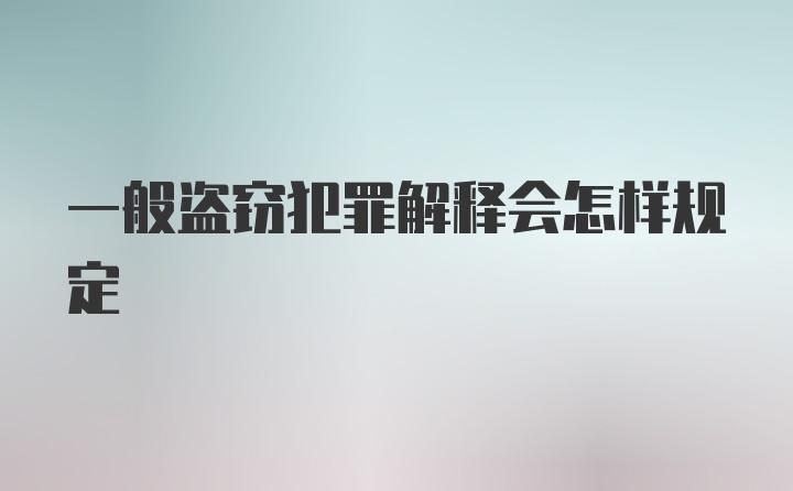 一般盗窃犯罪解释会怎样规定