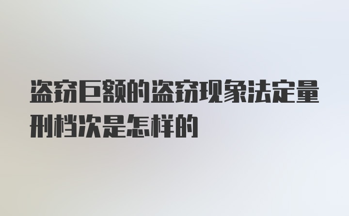 盗窃巨额的盗窃现象法定量刑档次是怎样的