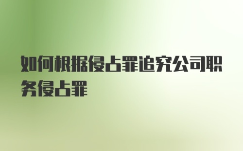 如何根据侵占罪追究公司职务侵占罪