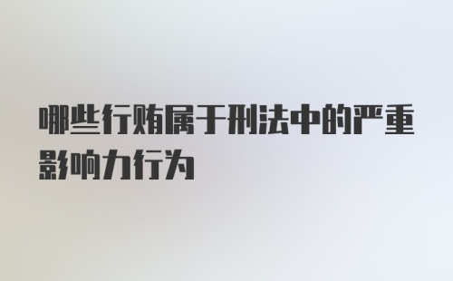 哪些行贿属于刑法中的严重影响力行为