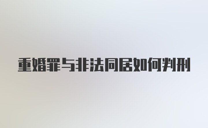 重婚罪与非法同居如何判刑