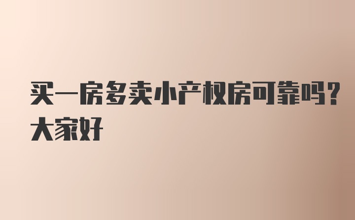 买一房多卖小产权房可靠吗？大家好