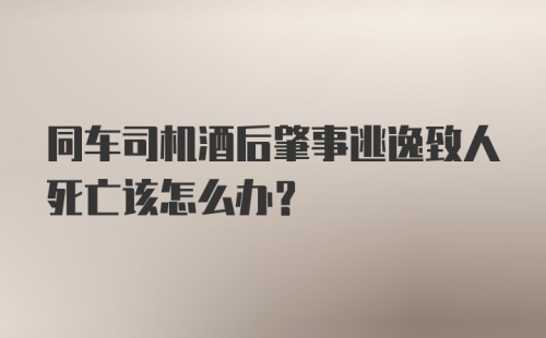 同车司机酒后肇事逃逸致人死亡该怎么办?