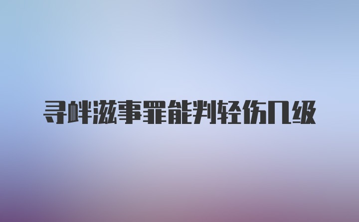 寻衅滋事罪能判轻伤几级