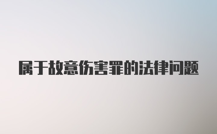 属于故意伤害罪的法律问题