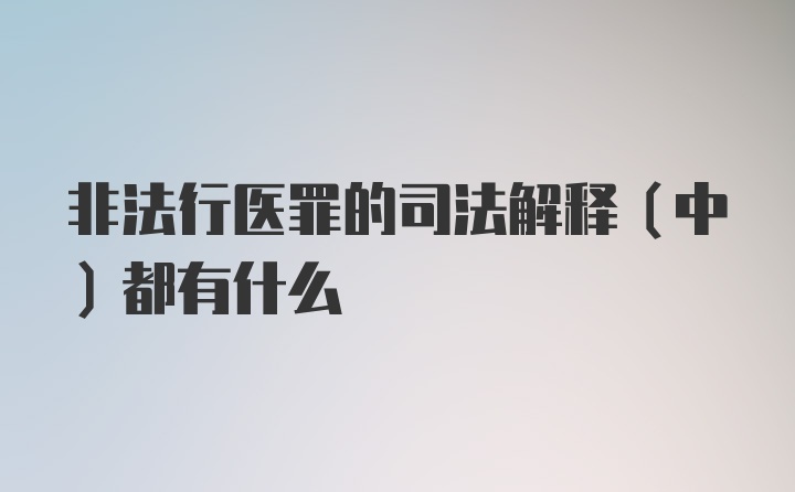 非法行医罪的司法解释（中）都有什么