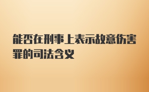 能否在刑事上表示故意伤害罪的司法含义