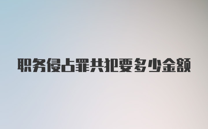 职务侵占罪共犯要多少金额