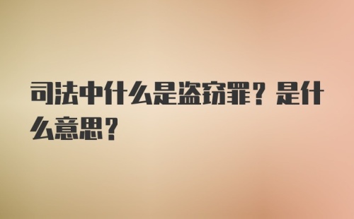 司法中什么是盗窃罪?是什么意思?