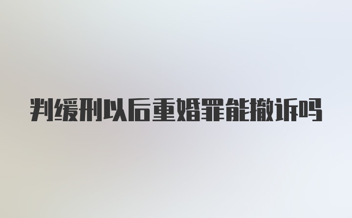 判缓刑以后重婚罪能撤诉吗