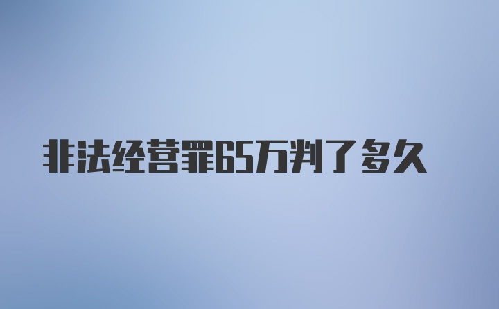 非法经营罪65万判了多久