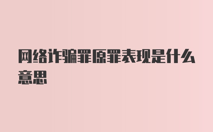 网络诈骗罪原罪表现是什么意思