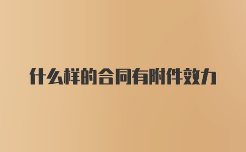 什么样的合同有附件效力