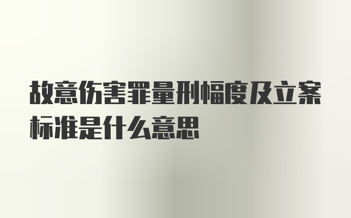 故意伤害罪量刑幅度及立案标准是什么意思