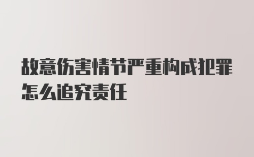 故意伤害情节严重构成犯罪怎么追究责任