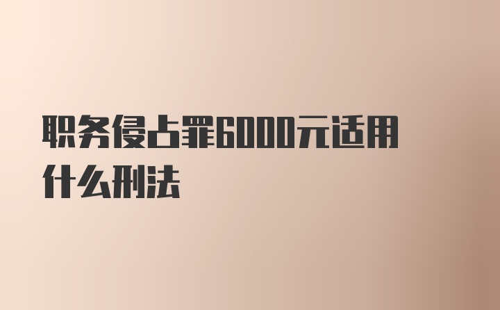 职务侵占罪6000元适用什么刑法