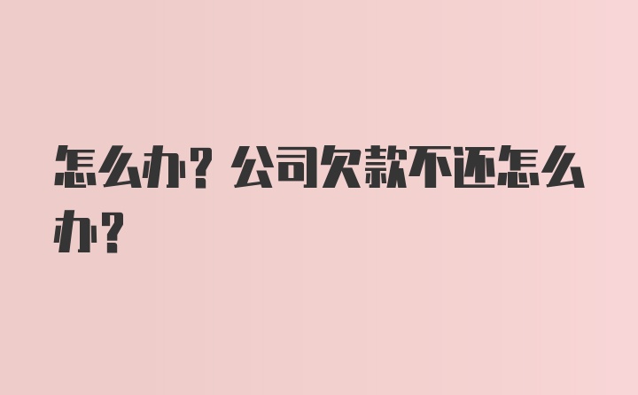 怎么办？公司欠款不还怎么办？