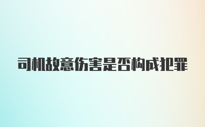 司机故意伤害是否构成犯罪