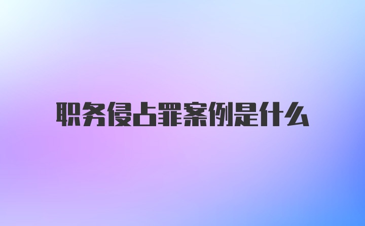 职务侵占罪案例是什么