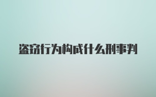 盗窃行为构成什么刑事判