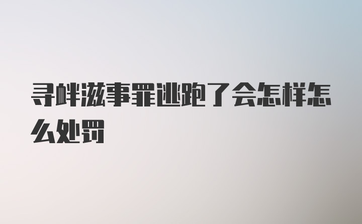 寻衅滋事罪逃跑了会怎样怎么处罚