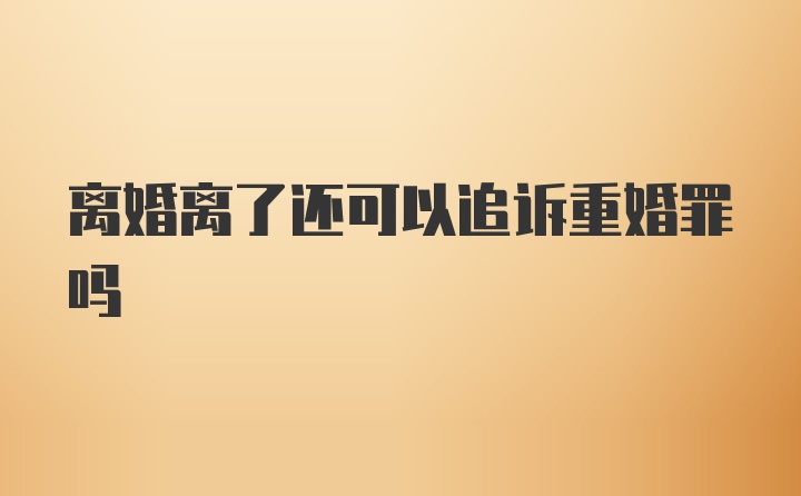 离婚离了还可以追诉重婚罪吗