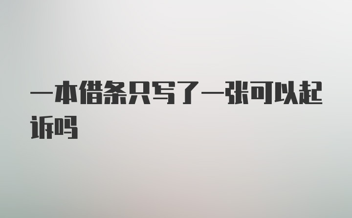 一本借条只写了一张可以起诉吗