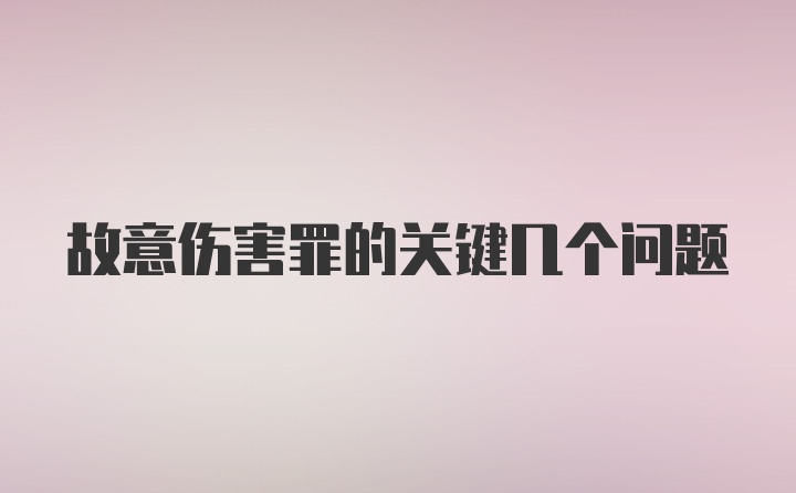 故意伤害罪的关键几个问题