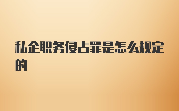 私企职务侵占罪是怎么规定的