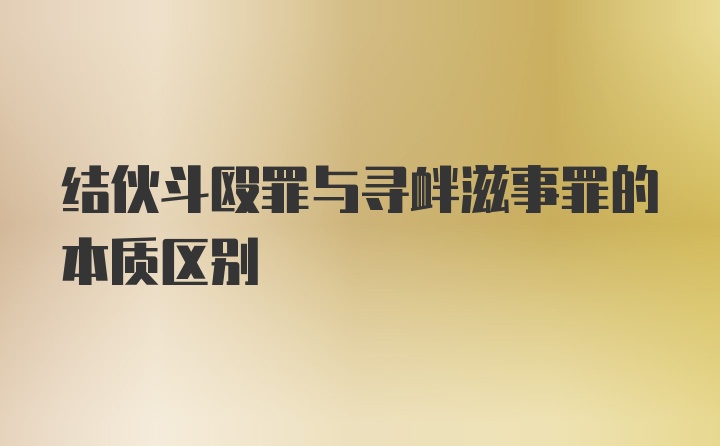 结伙斗殴罪与寻衅滋事罪的本质区别