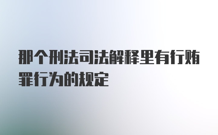 那个刑法司法解释里有行贿罪行为的规定