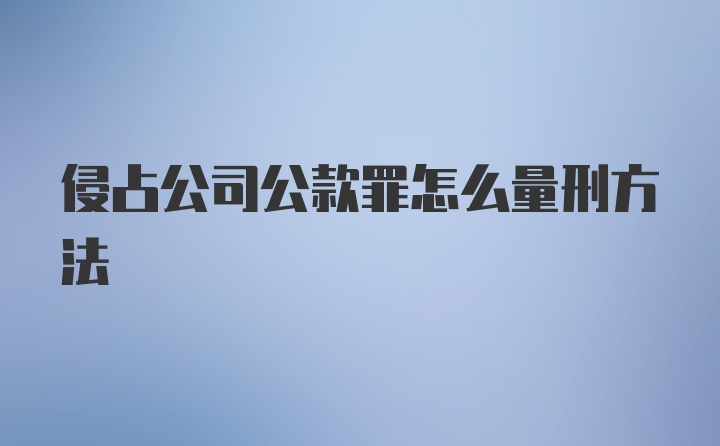 侵占公司公款罪怎么量刑方法