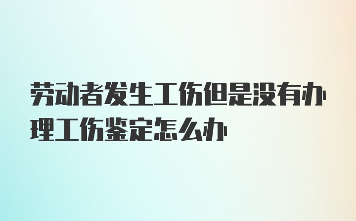 劳动者发生工伤但是没有办理工伤鉴定怎么办