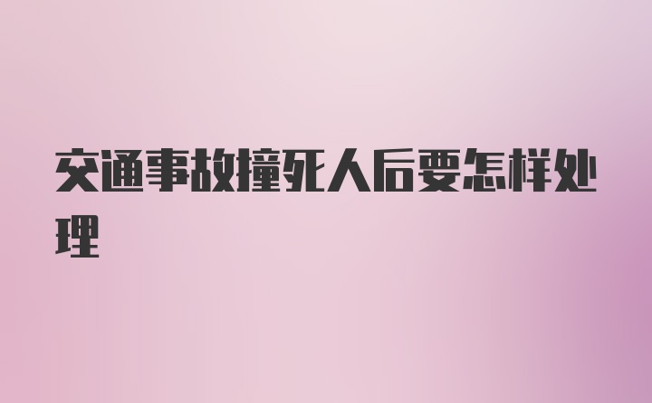 交通事故撞死人后要怎样处理