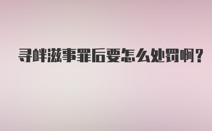 寻衅滋事罪后要怎么处罚啊？