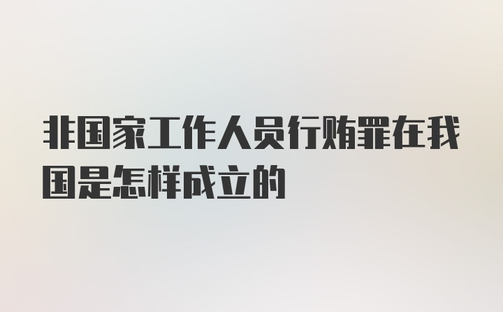 非国家工作人员行贿罪在我国是怎样成立的