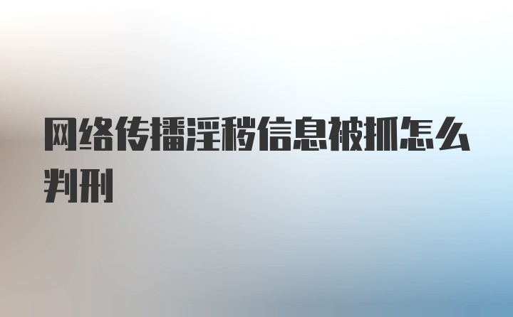 网络传播淫秽信息被抓怎么判刑