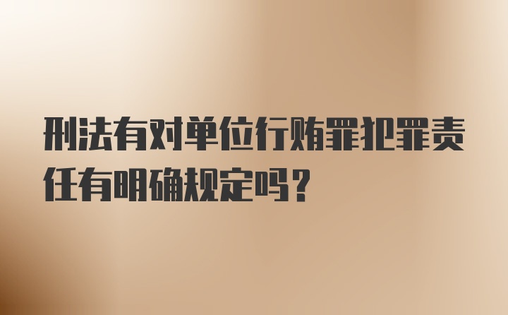 刑法有对单位行贿罪犯罪责任有明确规定吗?