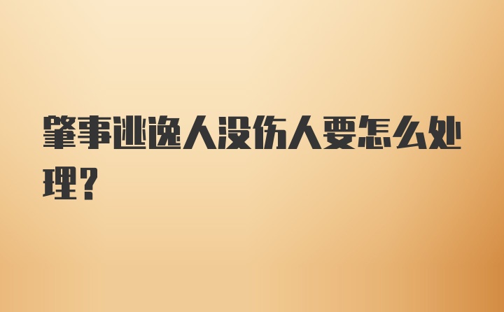 肇事逃逸人没伤人要怎么处理？