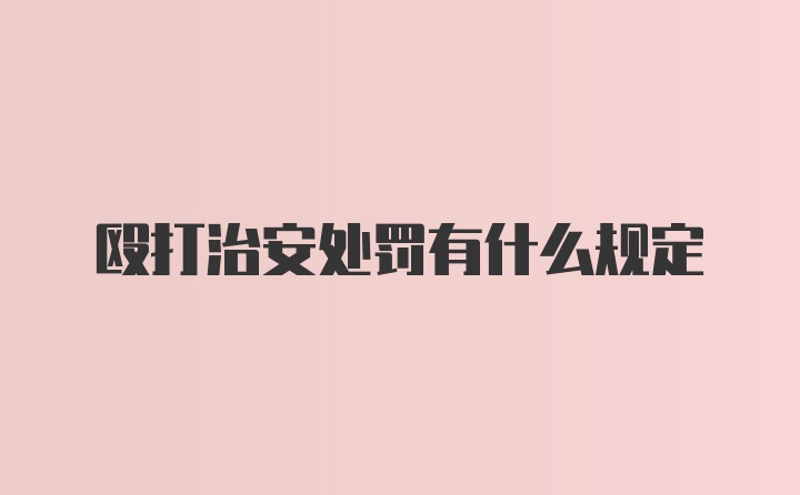 殴打治安处罚有什么规定