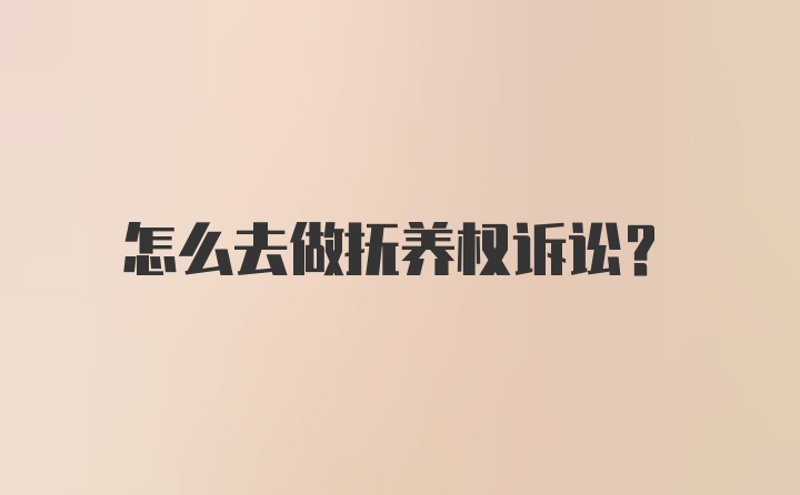 怎么去做抚养权诉讼？