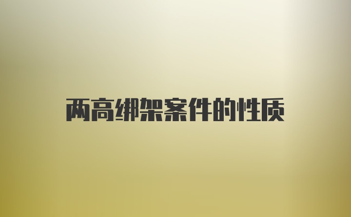 两高绑架案件的性质