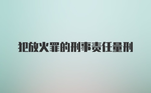 犯放火罪的刑事责任量刑