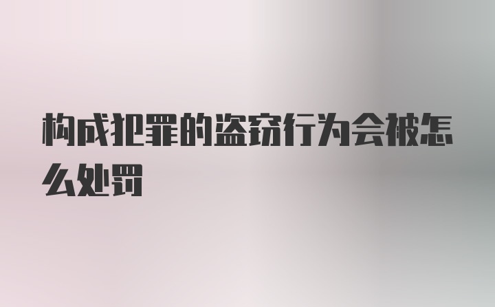 构成犯罪的盗窃行为会被怎么处罚