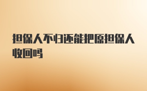 担保人不归还能把原担保人收回吗