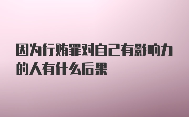 因为行贿罪对自己有影响力的人有什么后果