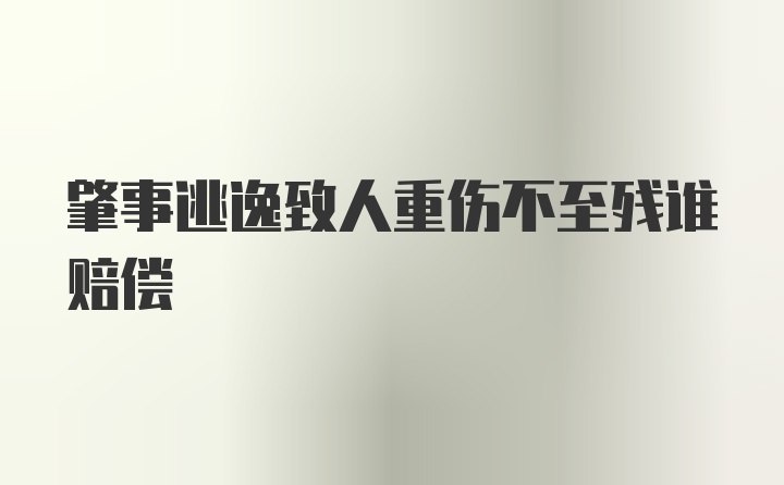 肇事逃逸致人重伤不至残谁赔偿