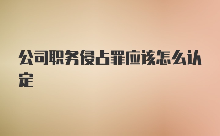 公司职务侵占罪应该怎么认定