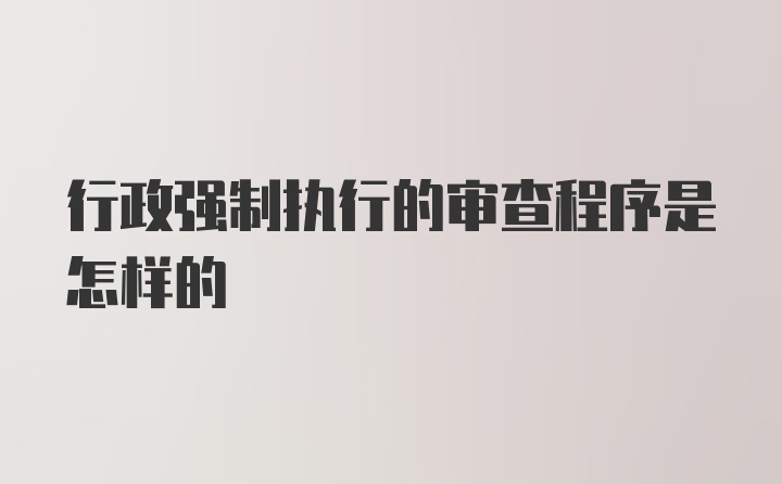 行政强制执行的审查程序是怎样的